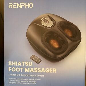 Renpho Black Shiatsu Foot Massager with Heat & Power Adapter